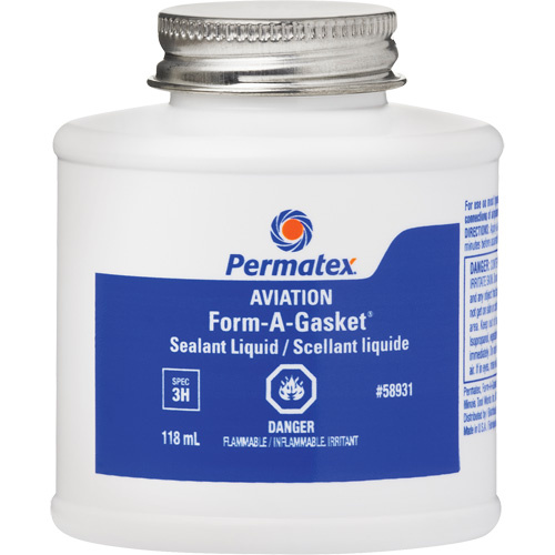 Permatex 58931 Aviation Form-A-Gasket® No. 3 Sealant Liquid Aviation Form-A-Gasket<sup>®</sup> No. 3 Sealant Liquid, 118 ml, Bottle - Bottle