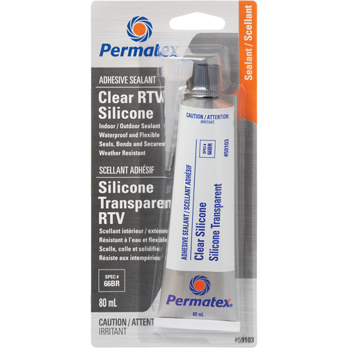 Permatex 59103 RTV Adhesive Sealant RTV Adhesive Sealant, 80 ml, Tube, Clear - Each