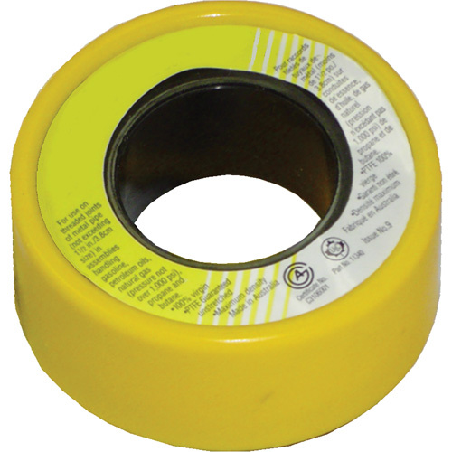 Fairview Fittings 121-M8UL PFTE Gas Thread Sealant Tape, 236" L x 1/2" W, Yellow-(Roll)