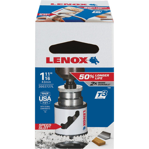Lenox 3002727L Speed Slot Hole Saw with T3 Technology, 1-11/16", 1-1/2" Depth of Cut, Bi-Metal-(Each)