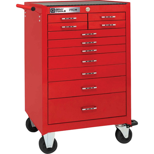 Gray Tools 93211 PRO+ Series Roller Cabinet PRO+ Series Roller Cabinet, 11 Drawers, 26" W x 19" D x 42" H, Red - Each