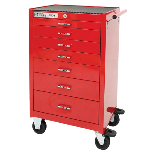 Gray Tools 93270 PRO+ Series Roller Cabinet PRO+ Series Roller Cabinet, 7 Drawers, 26" W x 19" D x 42" H, Red - Each