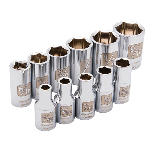 Dynamic Tools D004000 6-Point SAE Socket Set 6-Point SAE Socket Set, 11 Pcs, 1/4" Drive Size - Each