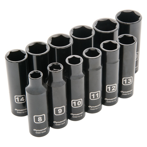 Dynamic Tools D010023 Metric Socket Set Metric Socket Set, 12 Pcs, Impact, 3/8" Drive Size, Deep - Each