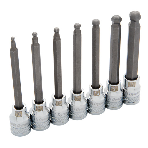 Dynamic Tools D010024 Long SAE Ball-Nose Socket Set Long SAE Ball-Nose Socket Set, 7 Pcs - Each