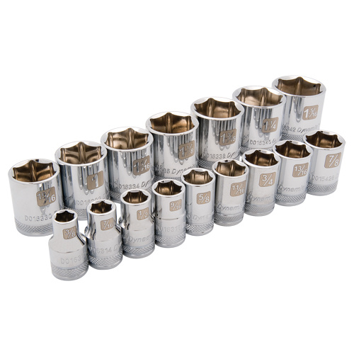 Dynamic Tools D018000 SAE Socket Set SAE Socket Set, 16 Pcs, 1/2" Drive Size - Each