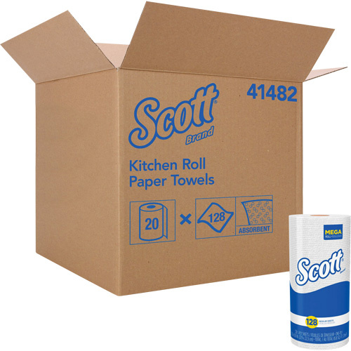 Kimberly-Clark 41482 Scott® Kitchen Roll Towels Scott<sup>®</sup> Kitchen Roll Towels, 1 Ply, 128 Sheets/Roll, 11" W, 8.78" L - Roll