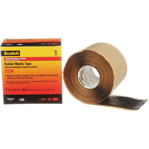 3M 2228-2X10 Scotch® Rubber Mastic Tape 2228 Scotch<sup>®</sup> Rubber Mastic Tape 2228, 50.8 mm (2") x 3 m (10'), Black - Roll