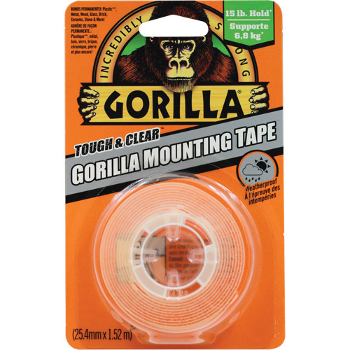 Gorilla 6065101 Tough & Clear Mounting Tape Tough & Clear Mounting Tape, 25.4 mm (1") x 1.52 m (5'), Clear - Roll