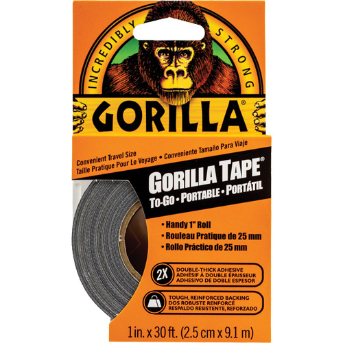 Gorilla 6101002 Duct Tape To-Go Duct Tape To-Go, 17 mils, Black, 25.4 mm (1") x 9.14 m (30') - Roll