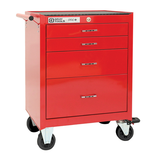 Gray Tools 93204 PRO+ Series Roller Cabinet PRO+ Series Roller Cabinet, 4 Drawers, 26" W x 19" D x 36" H, Red - Each