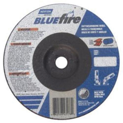 Norton 66252843178 Bluefire® Depressed Centre Wheel Bluefire<sup>®</sup> Depressed Centre Wheel, 4" x 1/8", 3/8" Arbor, Aluminum Oxide/Zirconia Alumina, Type 27 - Each