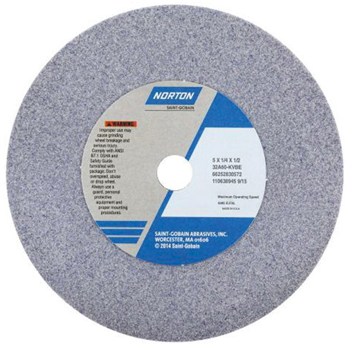 Norton 66253043888 Toolroom Vitrified Wheel, Type 32A, Aluminum Oxide, 8" x 1/2"-(Each)