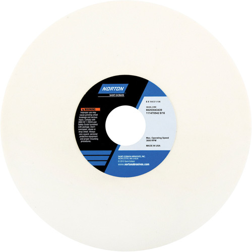 Norton 66253043439 Toolroom Vitrified Wheel, Type 38A/25A, Aluminum Oxide, 8" x 1/4"-(Each)