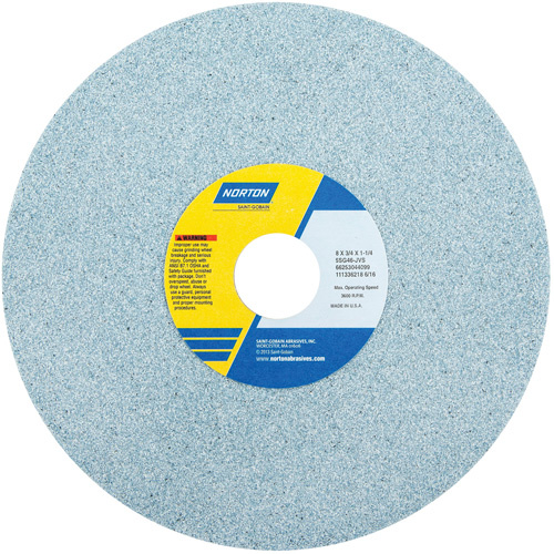 Norton 66253044102 Toolroom Vitrified Wheel, Type 5NQ, Ceramic Alumina, 8" x 3/4"-(Each)