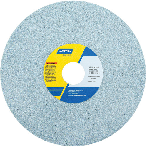 Norton 66253044099 Toolroom Vitrified Wheel, Type 5NQ, Ceramic Alumina, 8" x 3/4"-(Each)