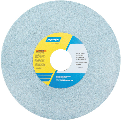 Norton 66252940201 Toolroom Vitrified Wheel, Type 5NQ, Ceramic Alumina, 7" x 1/2"-(Each)
