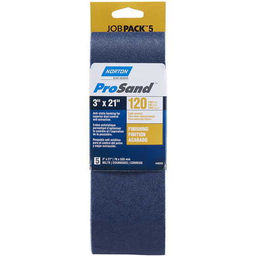 Norton 07660749262 BlueFire Portable Sanding Belt, 3" W x 21" L, Zirconia Alumina, 120 Grit-(Pack of 5)