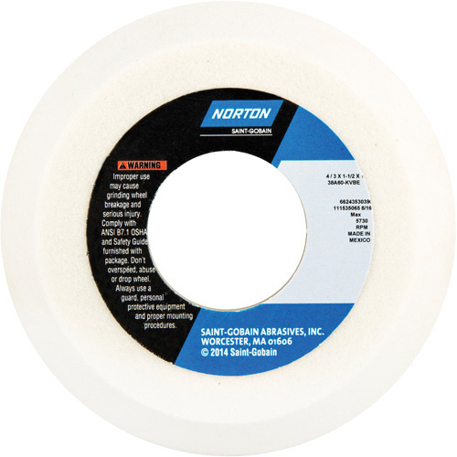 Norton 66243530378 Tool Room Wheel, Type 11, Aluminum Oxide, 4" x 1-1/2"-(Each)