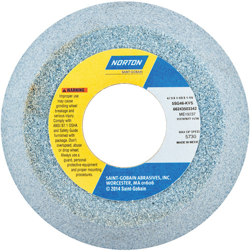 Norton 66243530415 Tool Room Wheel, Type 11, Ceramic Alumina, 4" x 1-1/2"-(Each)