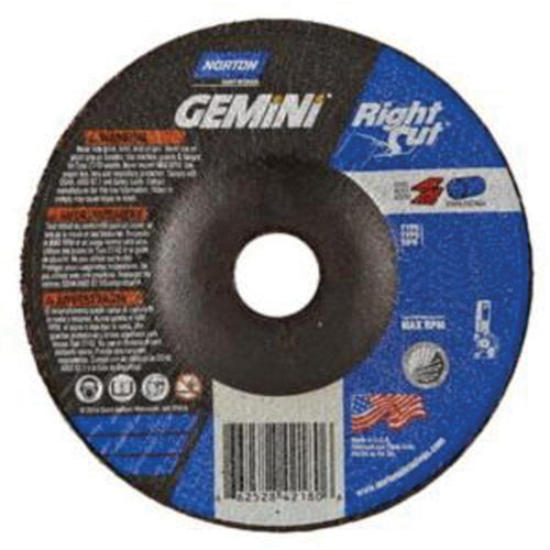 Norton 66252842180 Gemini® RightCut™ Cutting Wheel Gemini<sup>®</sup> RightCut™ Cutting Wheel, 4" x 0.045", 5/8" Arbor, Type 27/42, Aluminum Oxide, 15280 RPM - Each