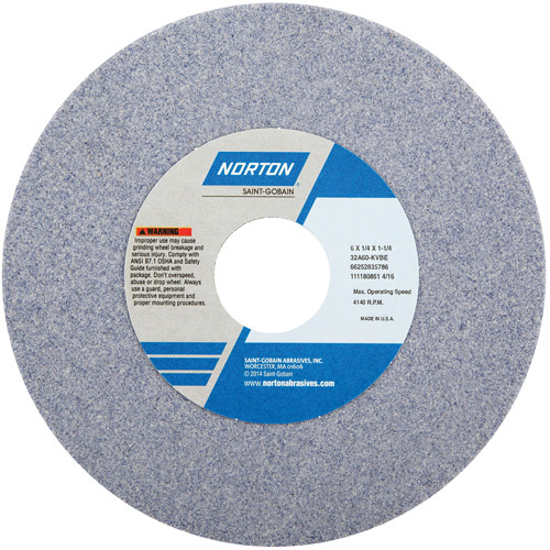 Norton 66252835786 Tool Room Wheel, Type 01, Aluminum Oxide, 6" x 1/4"-(Each)