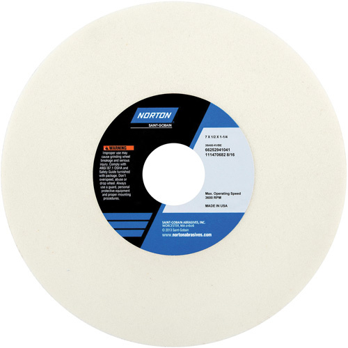Norton 66252941023 Tool Room Wheel, Type 01, Aluminum Oxide, 7" x 1/2"-(Each)