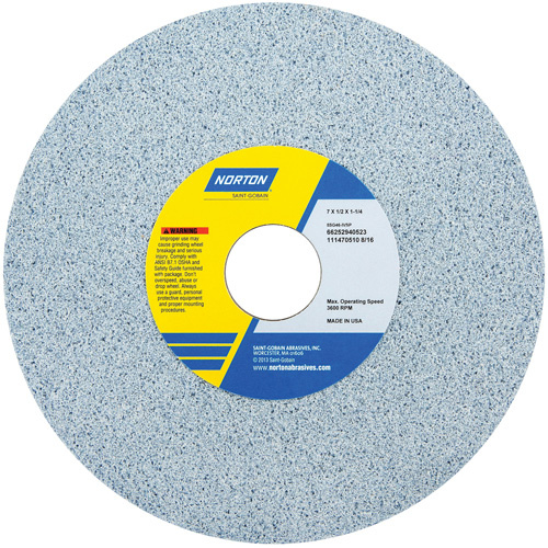 Norton 66252941130 Tool Room Wheel, Type 01, Ceramic Alumina, 7" x 1/2"-(Each)