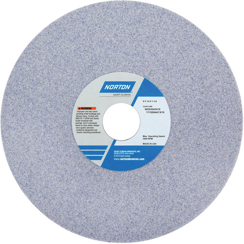 Norton 66253043412 Tool Room Wheel, Type 01, Aluminum Oxide, 8" x 1/4"-(Each)