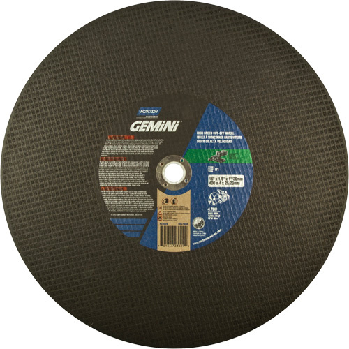 Norton 66252837839 High Speed Reinforced Cut-Off Wheels, 12" x 1/8", 1" Arbor, Type 1, Silicon Carbide, 6360 RPM-(Each)