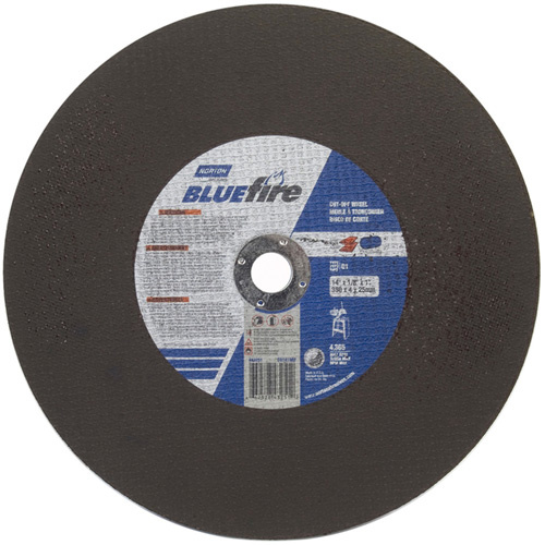 Norton 66252843251 BlueFire Stationary Saw Cut-Off Wheels, 14" x 1/8", 1" Arbor, Type 01/41, Zirconia Alumina, 4365 RPM-(Each)