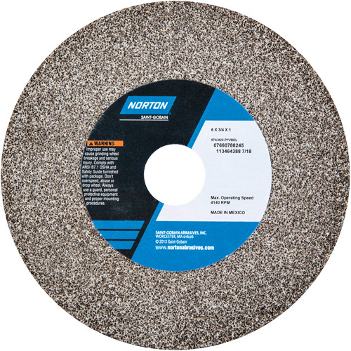 Norton 07660788245 Bench Grinding Wheels - Gemini, 6" x 3/4", 1" Arbor, Aluminum Oxide-(Each)