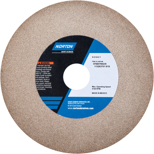 Norton 07660788235 Bench Grinding Wheels - Gemini, 6" x 3/4", 1" Arbor, Aluminum Oxide-(Each)