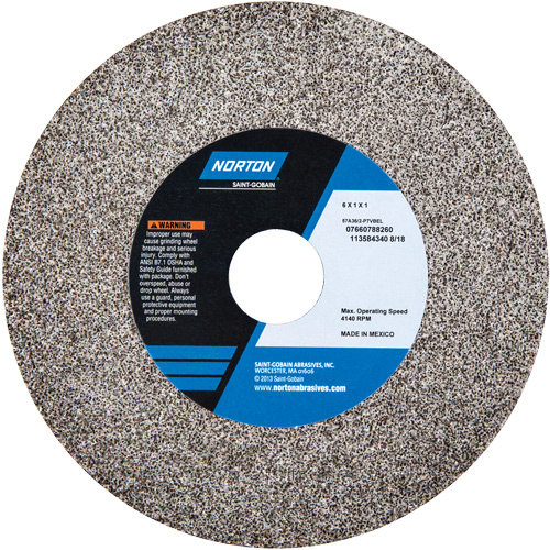 Norton 07660788260 Bench Grinding Wheels - Gemini, 6" x 1", 1" Arbor, Aluminum Oxide-(Each)