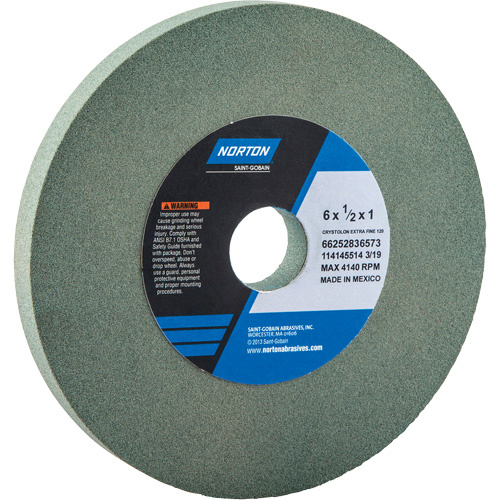 Norton 66252836573 Bench Grinding Wheels - Gemini, 6" x 1/2", 1" Arbor-(Each)