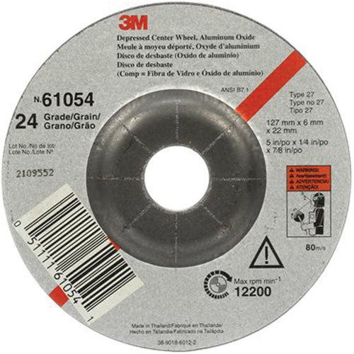 3M AB61054 Depressed Centre Grinding Wheel, 5" x 27, Aluminum Oxide-(Each)