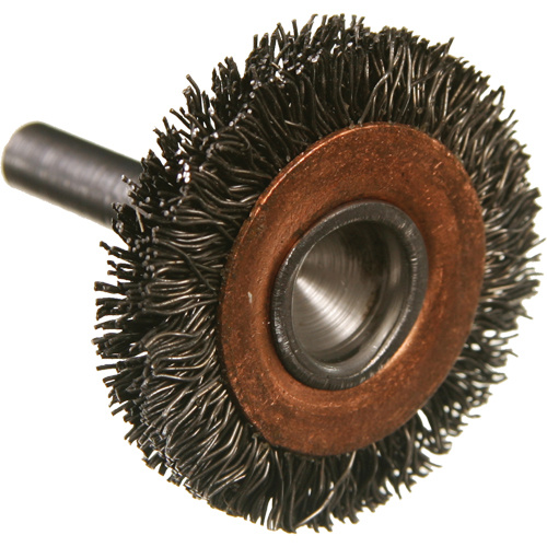 Felton Brushes E300 Circular Crimped Wire End Brushes, 1-1/2", 0.005" Fill, 1/4" Shank-(Each)
