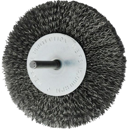 Felton Brushes E411 Circular Crimped Wire End Brushes, 4", 0.008" Fill, 1/4" Shank-(Each)