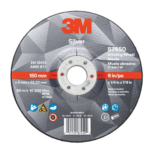 3M Silver Depressed Centre Grinding Wheel  (Each)-Click on options for variations & Details.