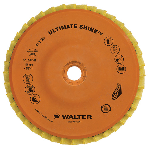 Walter Surface Technologies 07T453 Ultimate Shine™ Flap Disc Ultimate Shine™ Flap Disc, 4-1/2" x 5/8"-11, Type 27, Very Fine Grit, Zirconium - Box of 5