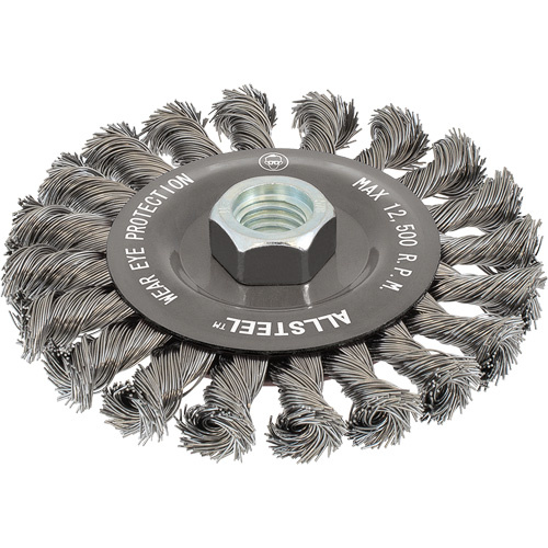 Walter Surface Technologies 13W451 AllSteel™ Wire Brush AllSteel™ Wire Brush, 4-1/2" Dia., 0.02" Fill, 5/8"-11 Arbor, Steel - Each