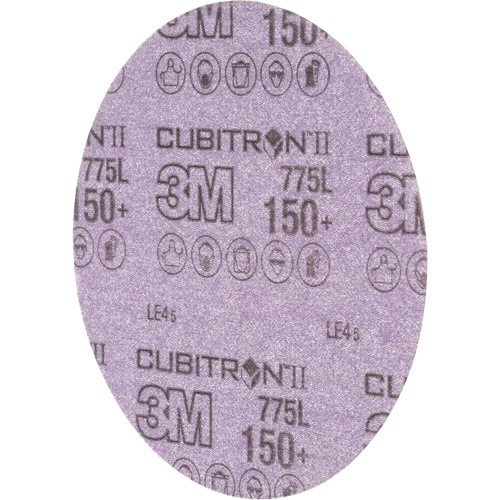 3M AB87041 Cubitron™ II Hookit™ 775L Series Film Sanding Disc Cubitron™ II Hookit™ 775L Series Film Sanding Disc, 6" Dia., 150+ Grit, Ceramic, 3 mils - Each