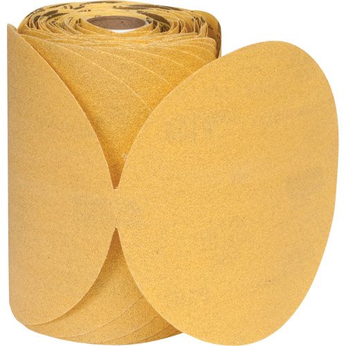 Norton 66261183810 Gold Reserve™ A296 Paper PSA Disc Roll Gold Reserve™ A296 Paper PSA Disc Roll, 5" Dia., P180 Grit, Aluminum Oxide - Roll of 100