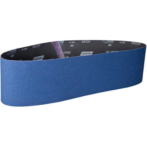 Norton 78072728955 BlueFire® Narrow Benchstand Sanding Belt BlueFire<sup>®</sup> Narrow Benchstand Sanding Belt, 6" W x 60" L, Zirconia Alumina, 80 Grit - Each