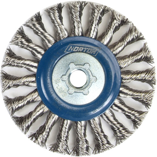 Norton 69936653333 Full Cable Twist Wire Wheel Full Cable Twist Wire Wheel, 4" Dia., 0.02" Fill, 5/8"-11 Arbor, Stainless Steel - Each