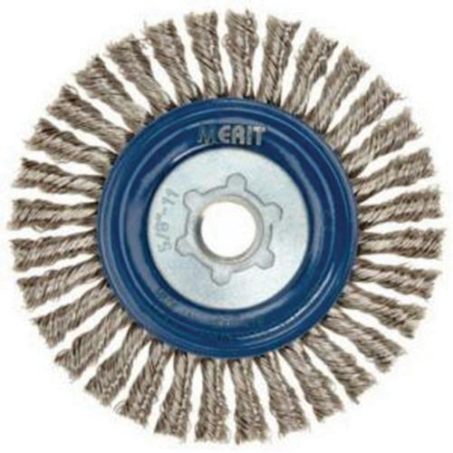 Norton 66252833491 Stringer Bead Knot Wire Brush For Angle Grinders, 5" Dia., 0.02" Fill, 5/8"-11 Arbor, Stainless Steel-(Each)