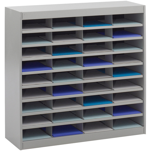 Safco 9221GRR Heavy-duty Literature Organizers Heavy-duty Literature Organizers, Stationary, 36 Slots, Steel, 37-1/2" W x 12-3/4" D x 36-1/2" H - Each