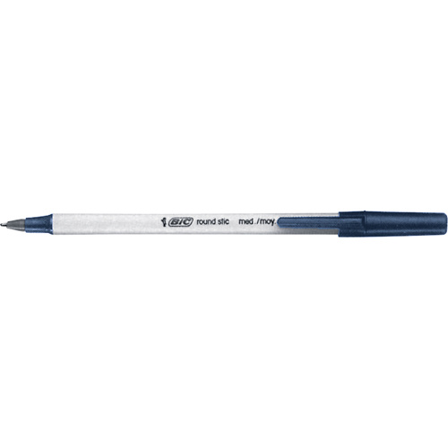 Bic Round Stic Ball Point Pen, Black, 0.8 mm-(Box of 12)