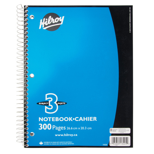 Hilroy 32169 3 Subject Spiral Notebook-(Each)