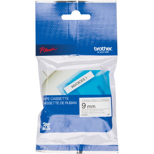 Brother MK221 Label Tape Label Tape, 9 mm x 26-1/4', Black on White - Each